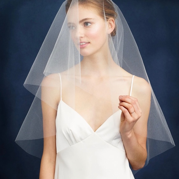 Twigs & Honey for J.Crew Single Layer Fingertip Veil in Ivory #C4061. - Picture 12 of 13